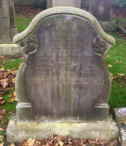 An ornamentally carved headstone with a curved top and scrolled sides. It bears and inscription to several Little family members, including Miles whi was killed in the Great War, although he is not buried here.