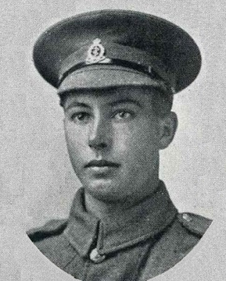 A head and shoulders portrait of Private Herbert Bailey. He is looking slightly to his right and is wearing a British Army uniform cap and jacket from the Great War period.